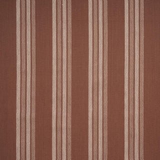 Schumacher Nor Stripe Fabric In Terracotta For Sale