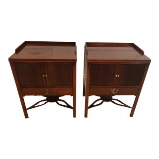 Baker Chippendale Carved Mahogany Side Tables- Pair For Sale