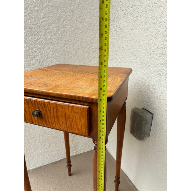 Country Sheraton Cherry One Drawer Stand, 19th Century; With Reeded Legs For Sale - Image 9 of 12