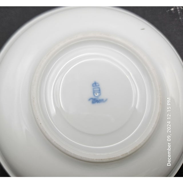 1930s Augarten Wein Hand Painted Porcelain Poppy Demitasse Cups & Saucers Set- 6 Pieces For Sale - Image 9 of 10