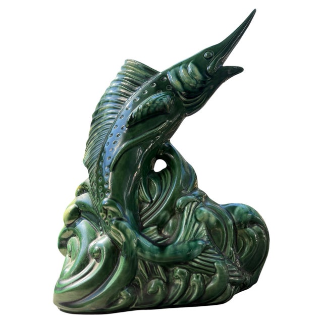 Mid 20th Century Vintage Phil-Mar Swordfish Tv Lamp, Mid-Century Modern Green Glazed Ceramic For Sale - Image 5 of 6