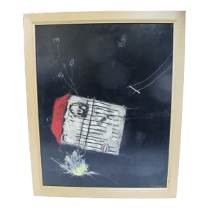 Signed Terry Waldron Oregon Contemporary Framed Mixed Media Painting One Chance