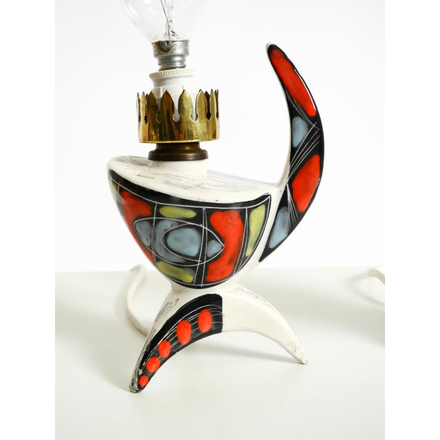 Mid-Century Modern Italian Hand-Painted Ceramic Table Lamps, 1950s, Set of 2 For Sale - Image 13 of 18