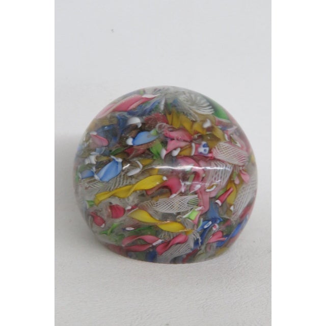 Murano Style Tutti Frutti Art Glass Paperweight Abstract Ribbon Design 5128b For Sale - Image 4 of 8