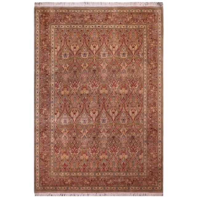Floral 1990's Pak-Persian Green/Red Wool Rug - 9'2'' X 12'4'' For Sale - Image 9 of 9