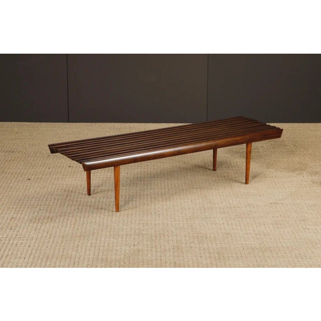 Mid-Century Modern Walnut Slatted Bench or Coffee Table, 1960s, Refinished For Sale - Image 9 of 15