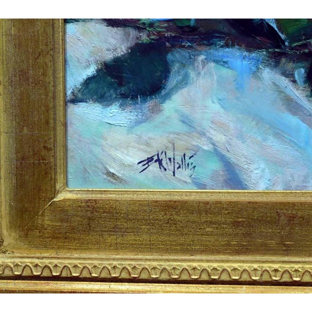 2010s Eric Wallis "Roses" Original Oil Custom Framed Board Hand Signed For Sale - Image 5 of 5