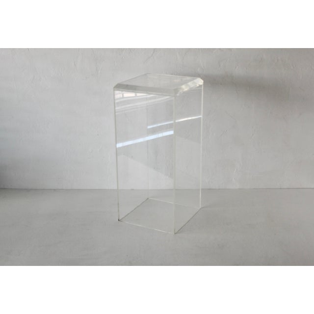 Modern Lucite Acrylic Pedestal Column Stand Beveled Edge Detail Vintage For Sale - Image 13 of 13