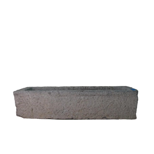 Stone 59" Inch Long Hand Chiseled Stone Trough 13 For Sale - Image 7 of 9
