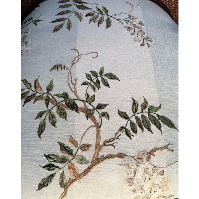 Rattan Wicker Lounge Chairs by Hickory Chair, Upholstered in Colefax & Fowler, Set of 2 For Sale - Image 12 of 18