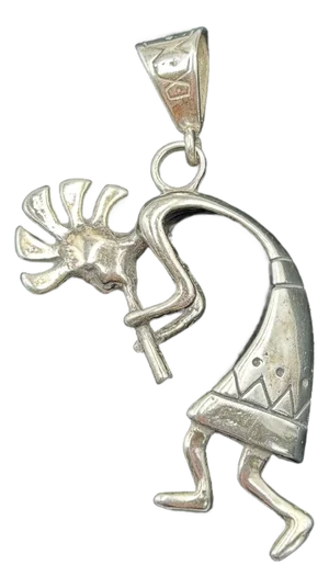 Navajo Masha Signed Large Sterling Silver Kokopelli Fertility Pendant 925