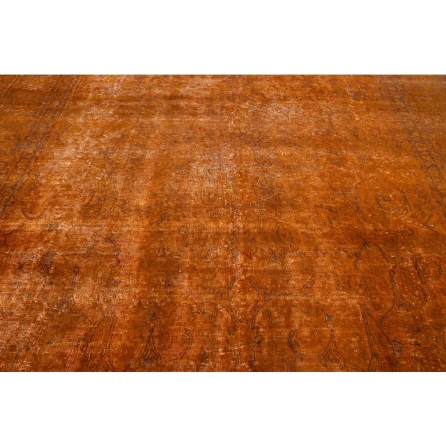 Orange Allover Designed Antique Persian Overdyed Wool Rug in Orange For Sale - Image 8 of 11