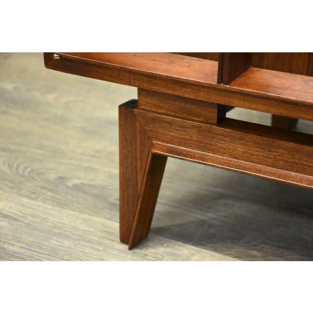 Refinished Walnut Mid Century Dresser Armoire For Sale - Image 9 of 11