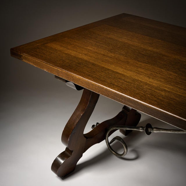 Antique, French Lyre Table, Solid Wood, Circa 1900 For Sale - Image 4 of 9