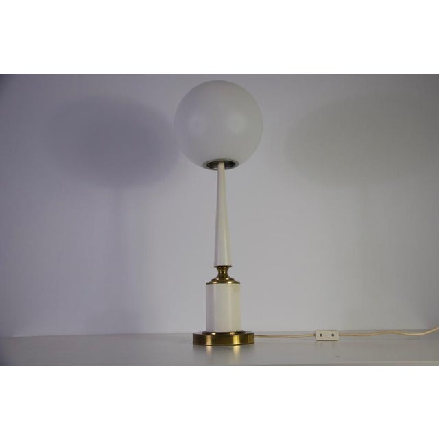 Vintage Italian Table Lamp in White Metal and Opal Glass, 1960s For Sale - Image 10 of 15