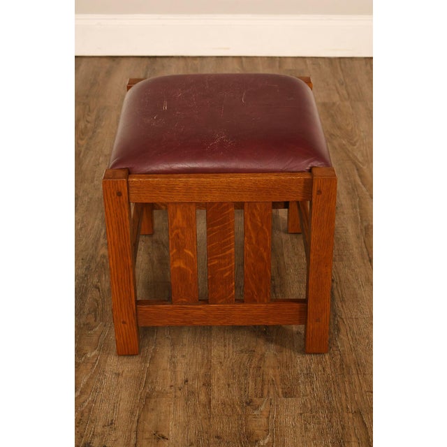 Stickley Mission Collection Oak Spindle Footstool For Sale - Image 12 of 18