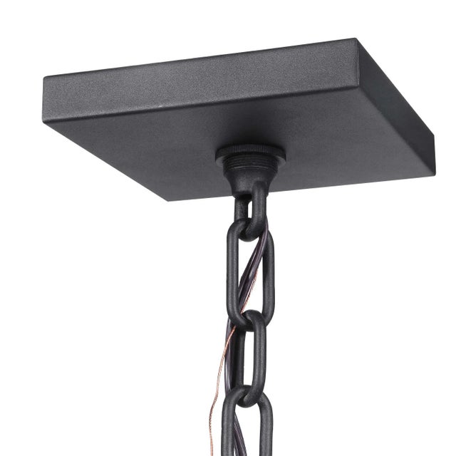 Black Industrial Chandelier Black and Brass For Sale - Image 8 of 10