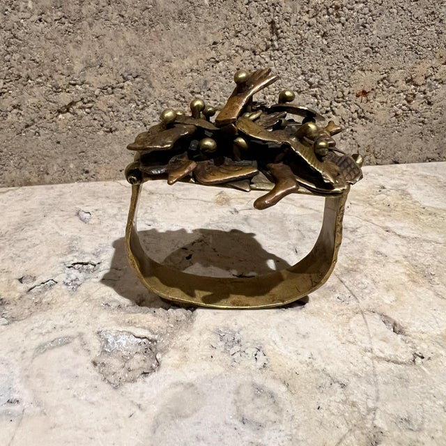 1970s 1970s Pal Kepenyes Brass Bracelet Cuff Milagros Series For Sale - Image 5 of 12