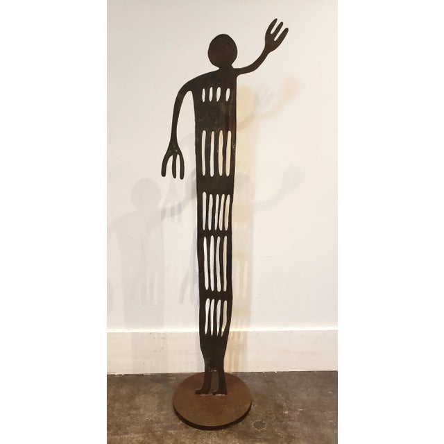 Brown Large Native American Iron Hieroglyph Figure Sculpture New Mexico Circa 1990s For Sale - Image 8 of 8