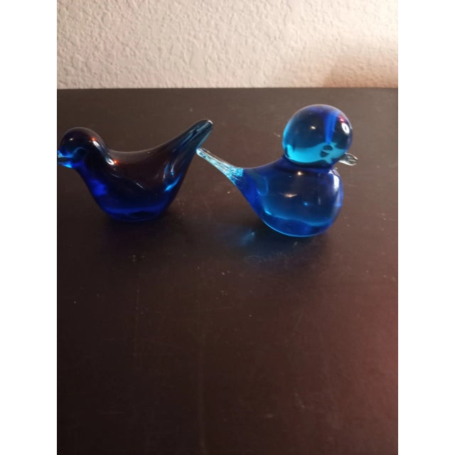 1980s Blue Art Glass Birds Set of 2. For Sale In Dallas - Image 6 of 8