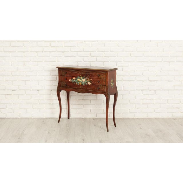 Small Louis XV Style Brown Painted Wood Chest of Drawers, 1960s For Sale - Image 3 of 5