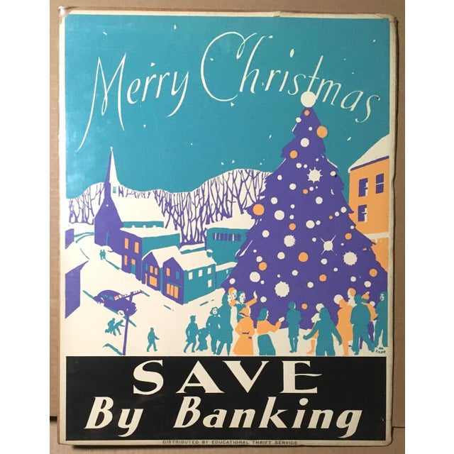 Early 20th Century Vintage "Save by Banking" Poster For Sale - Image 5 of 5