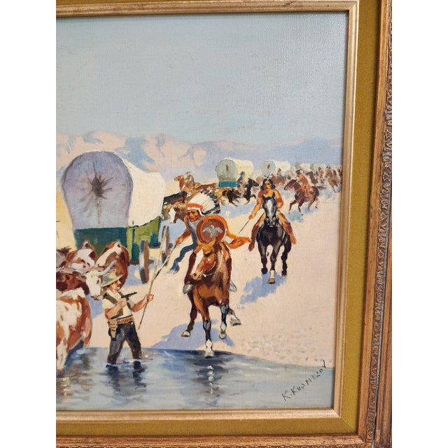 1960s 1960s Original Signed Western Painting by Listed Artist Konstantin Kutnetsov For Sale - Image 5 of 9