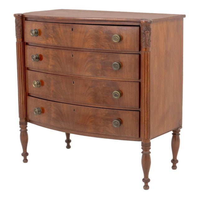 Samuel McIntrye Style Mahogany Bowfront Chest For Sale