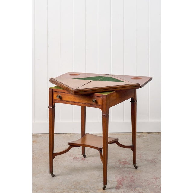Early 20th Century Early 20th Century Edwardian Mahogany Envelope Card Table With Cross Banded Edge For Sale - Image 5 of 18