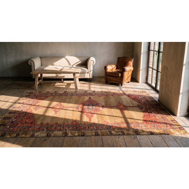 Brown Antique Persian Bijar Rug For Sale - Image 8 of 9