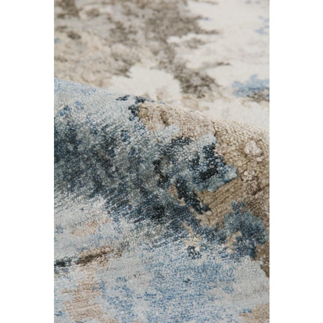 Exquisite Rugs Exquisite Rugs Cosmo Hand-Knotted New Zealand Wool & Bamboo Silk Silver/Blue/Ivory Rug-10'X14' For Sale - Image 4 of 8