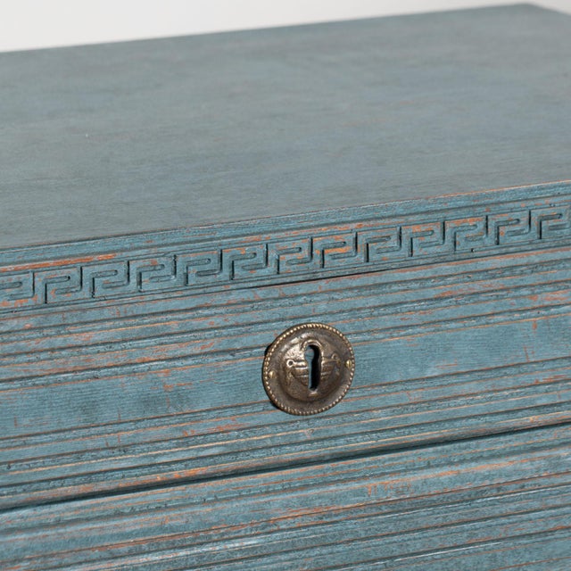 19th Century Swedish Gustavian Blue Painted Chest of Drawers, Pair For Sale - Image 9 of 17