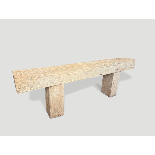 Andrianna Shamaris Monumental Bleached Teak Wood Console Table For Sale - Image 10 of 18