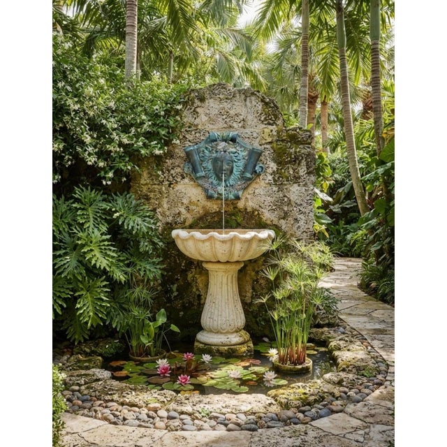 Vintage Classical Bronze & Polychrome Water Fountain Mask For Sale - Image 11 of 12