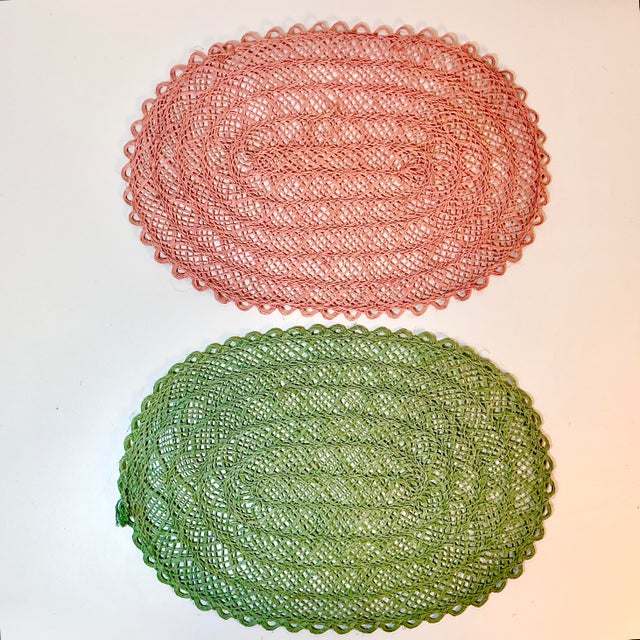 Mid 20th Century Mid-Century Boho Chic Costal Arts & Crafts Straw Placemats - Set of 5 - Easter. For Sale - Image 5 of 9