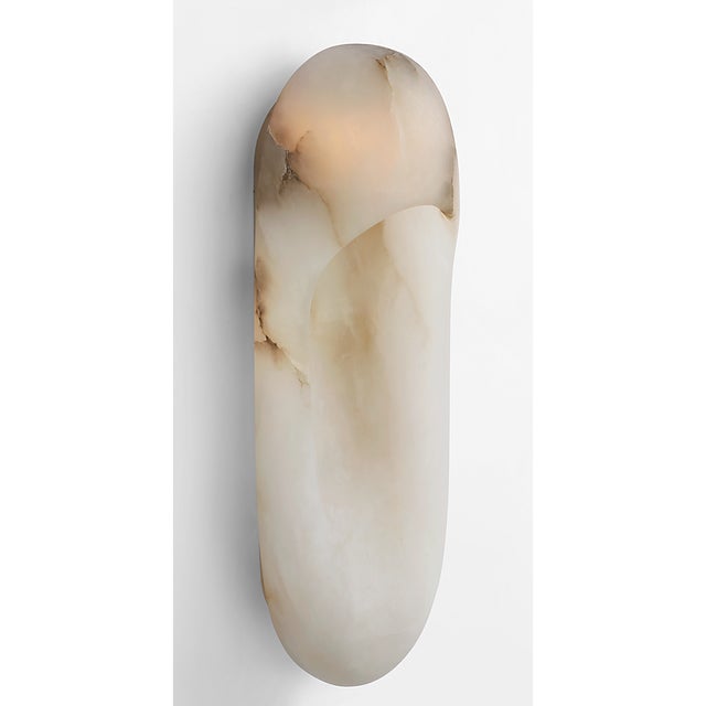 2020s Kelly Wearstler for Visual Comfort Signature Esculpa 18" Elongated Wall Light in Alabaster and Polished Nickel For Sale - Image 5 of 9