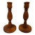 Pair of Hand Turned Vintage Wooden Candle Stick Holders With Velvet Bottoms For Sale