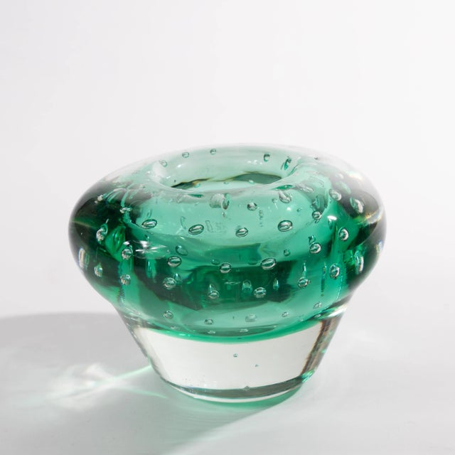 Mid-Century Modern Green Nailsea Case Glass Bowl For Sale - Image 3 of 4
