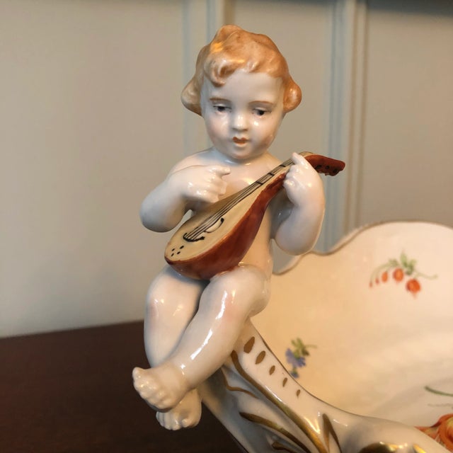 White Early 20th Century German Porcelain Centerpiece Bowl and Candle Holders - 3 Piece Set For Sale - Image 8 of 13