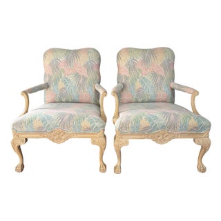 A Pair of Palm Beach Regency Coastal Style Bergere Armchairs by Sherrill Furniture. Circa 1980s For Sale