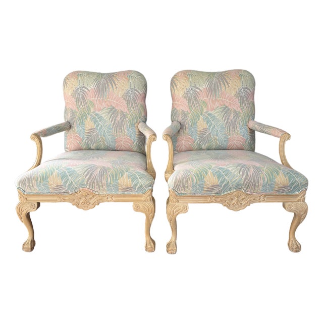 A Pair of Palm Beach Regency Coastal Style Bergere Armchairs by Sherrill Furniture. Circa 1980s For Sale