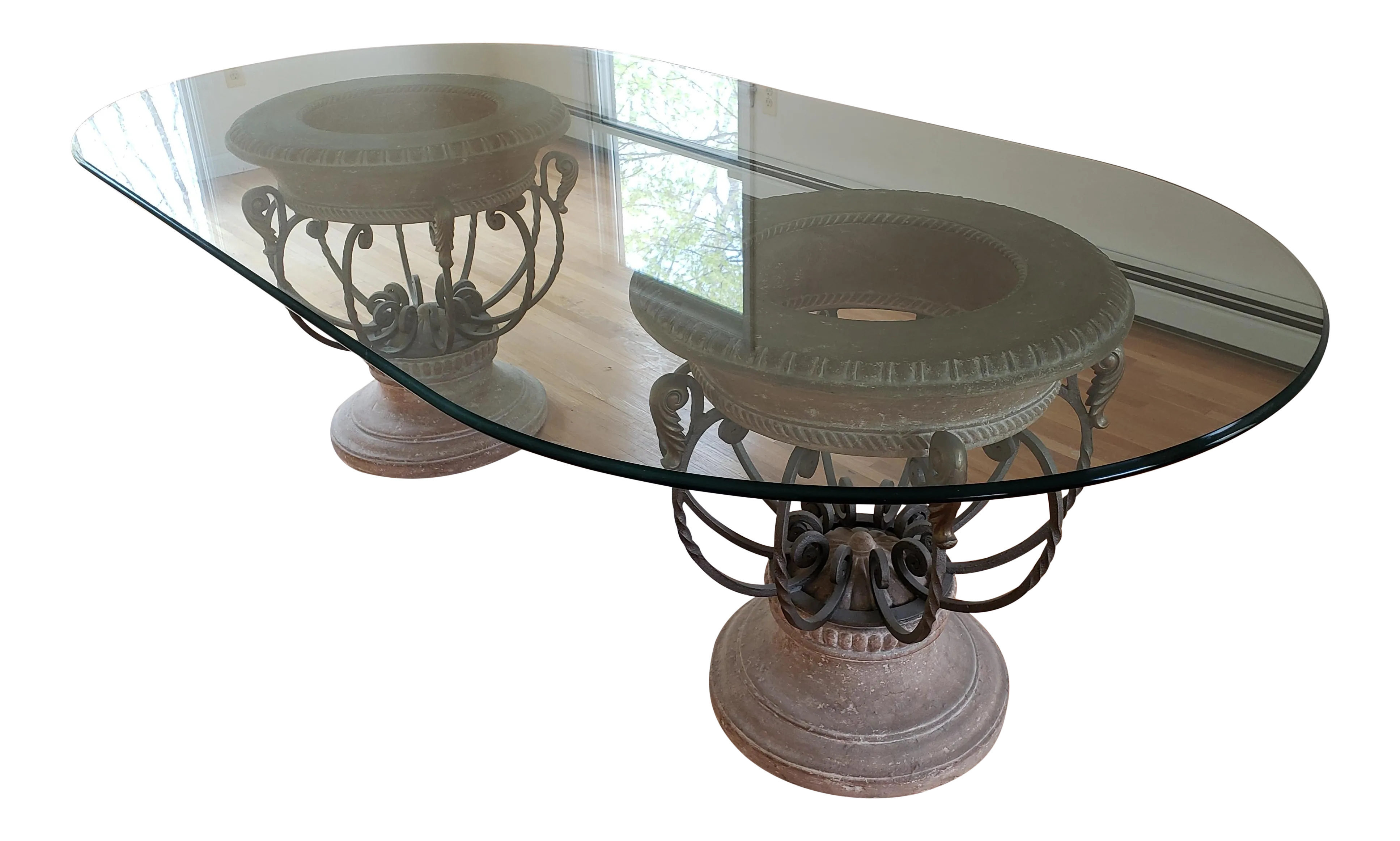 Drexel Heritage Corbel Glass Top Dining Table | Chairish