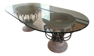 Drexel Heritage Corbel Glass Top Dining Table