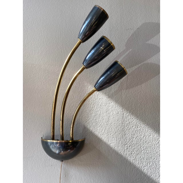 Gold Wall Lights attributed to Stilnovo, Italy, 1955, Set of 2 For Sale - Image 8 of 17