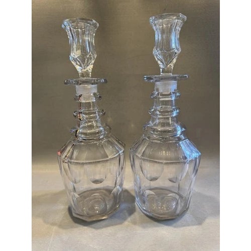 Early 19th Century Early 19th Century Clear Blown Glass Decanter With Stoppers Set For Sale - Image 5 of 12