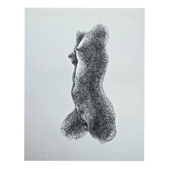 Giacomo Porzano, Nude Profile, Etching, 1972 For Sale