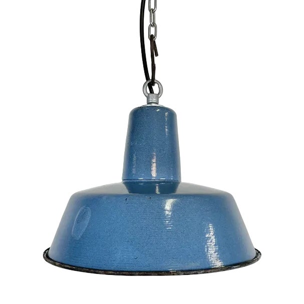 Small Industrial Enamel Pendant Lamp, 1960s For Sale