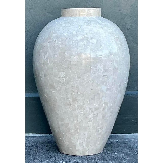 Stone Vintage Boho Tessellated Stone Floor Vase For Sale - Image 7 of 11