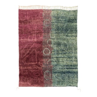 Oversize Ombre Conor-Block Hand-Knotted Moroccan Wool Rug | 13'4" X 10'1" | One of a Kind For Sale