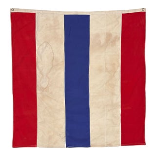 Large Vintage Cotton Nautical Signal Flag For Sale